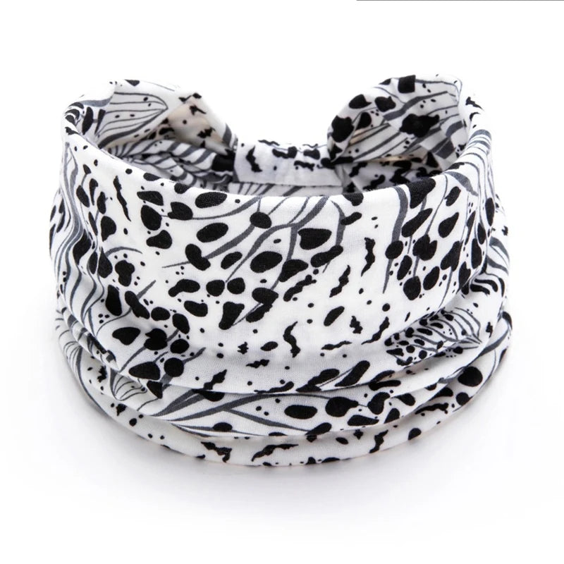 Women Wide Side Pilates Elastic Hair Bands Yoga Leopard Print Qme