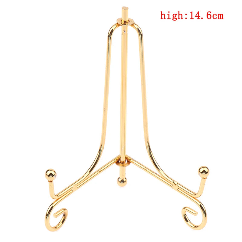 Dish Frame Picture Plate Rack Easel Storage Decoration Gold Iron Qme 15cm