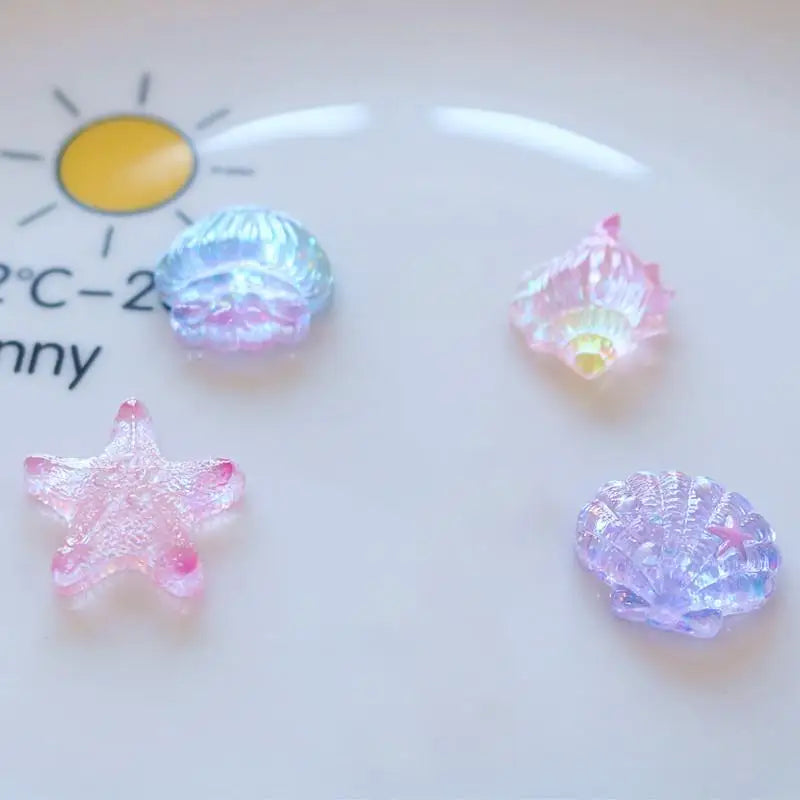 10pcs Mini Kawaii Cute Star Shell Flat Back Cabochons DIY Scrapbook Party Hairpin Accessories Home Decoration Craft Qme