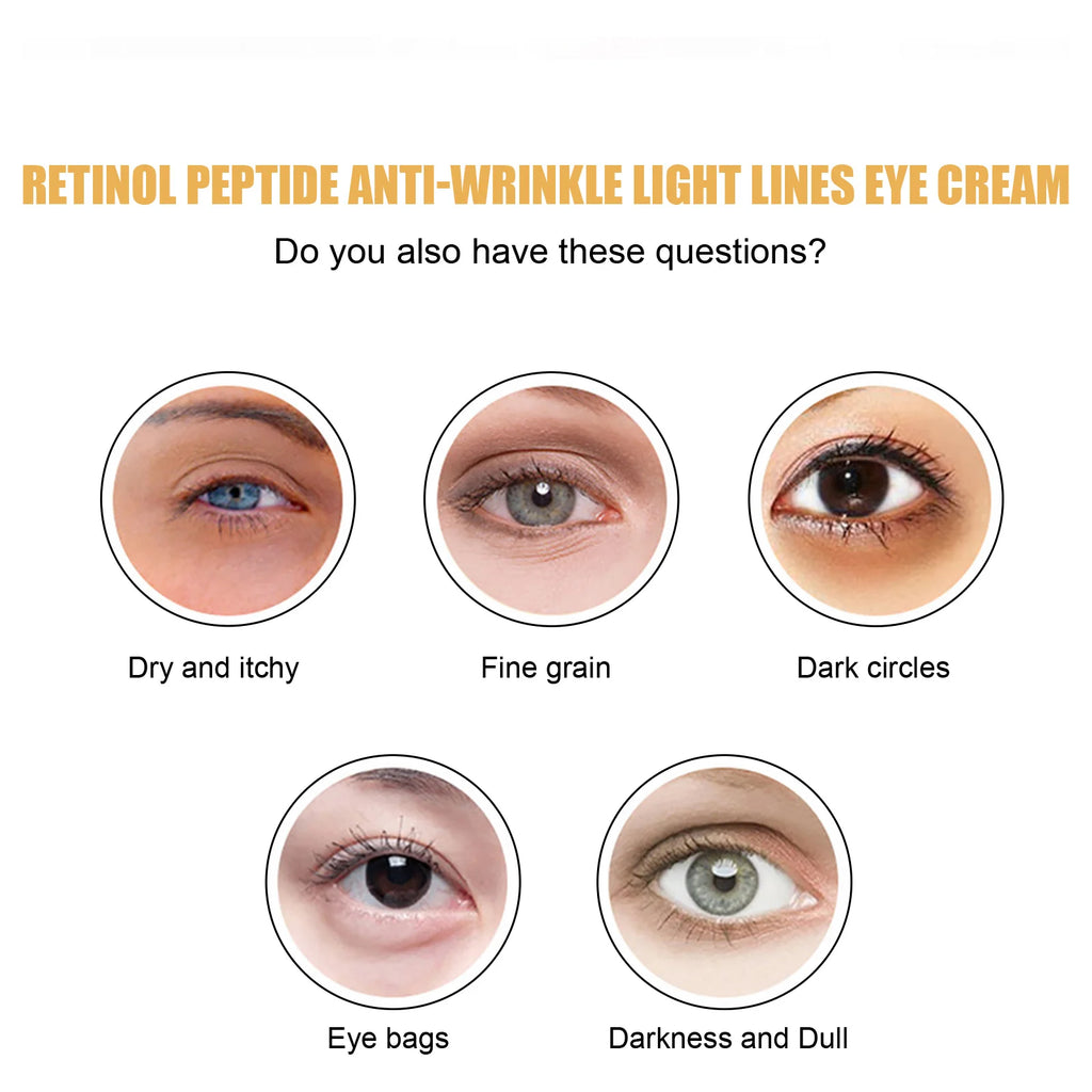 Retinol Peptide Eye Cream Reduce Dark Circles Eye Bag Remover Improve Puffiness Fade Eyes Fine Lines Brighten Eye Cream Qme
