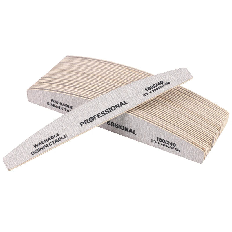 Strong Stick Wooden Nail File 180 240 Grey Boat Buffer Block Manicure Qme