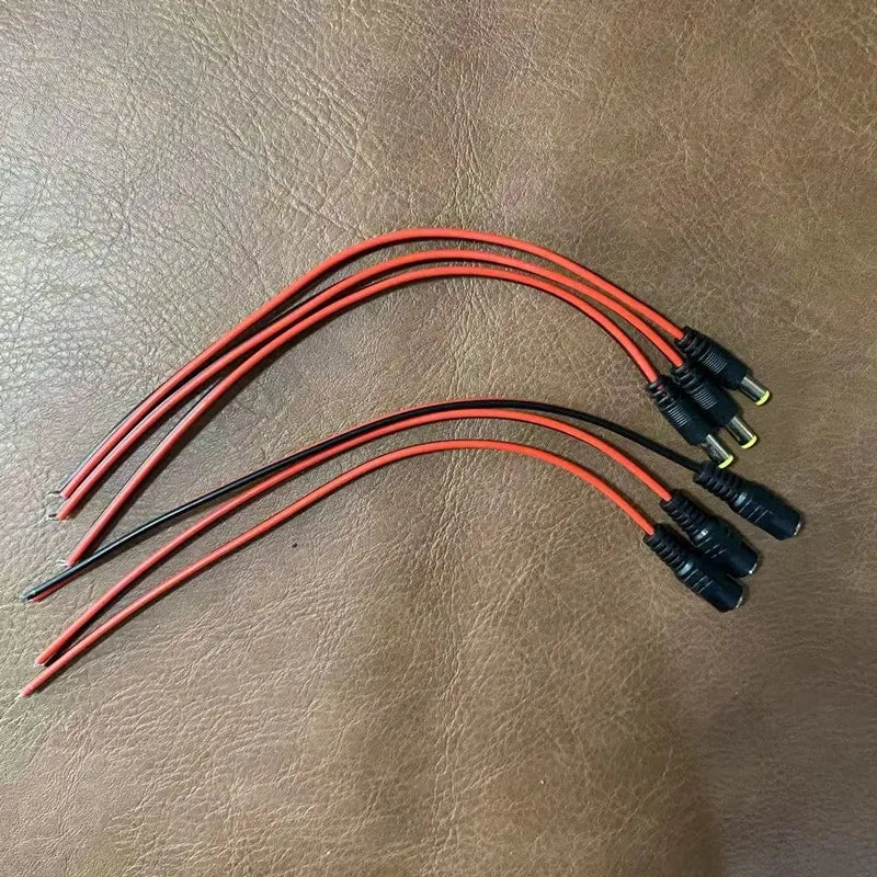 50pcs DC Power Cable 5.5*2.1mm Red Black Male Female Pure Copper for Security Camera Power Connection Qme