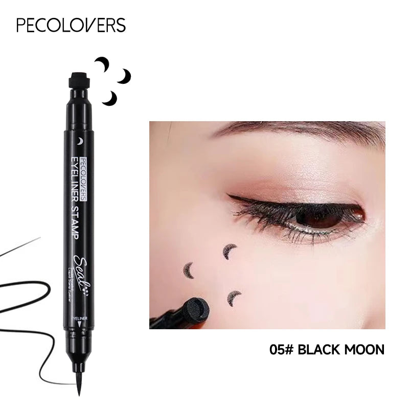 2 in1 Eyeliner Stamp Pencil Waterproof Easy Apply Natural Black Tone Qme 05