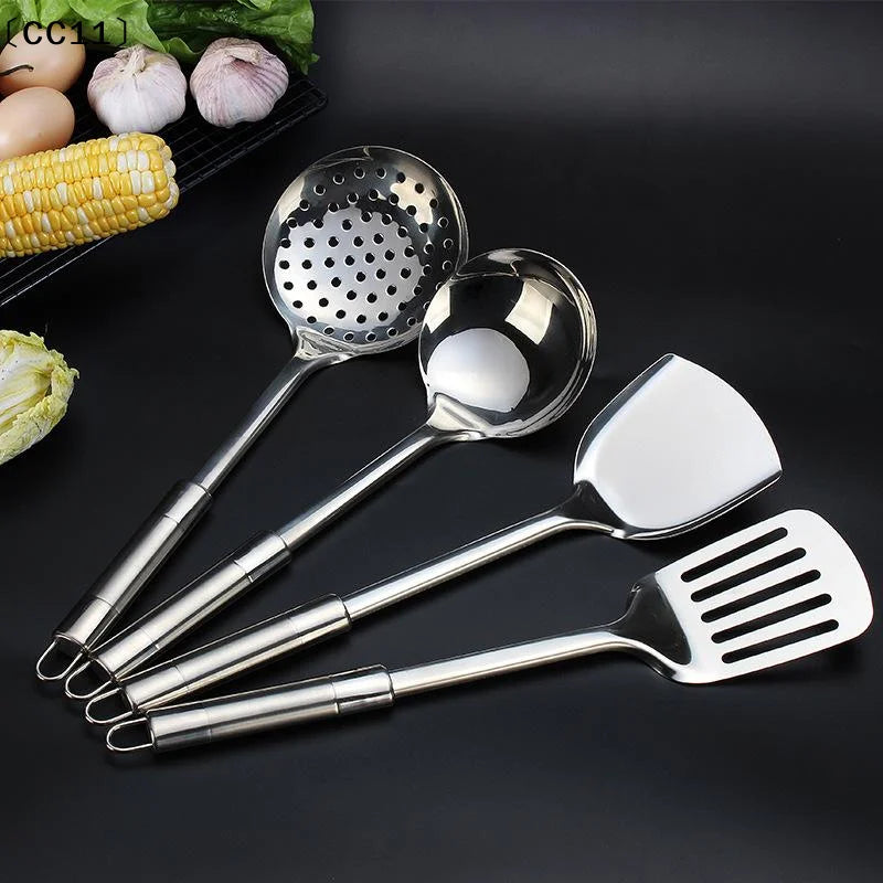 Stainless Steel Turner Long Handle Slotted Shovel Non-stick Steak Qme
