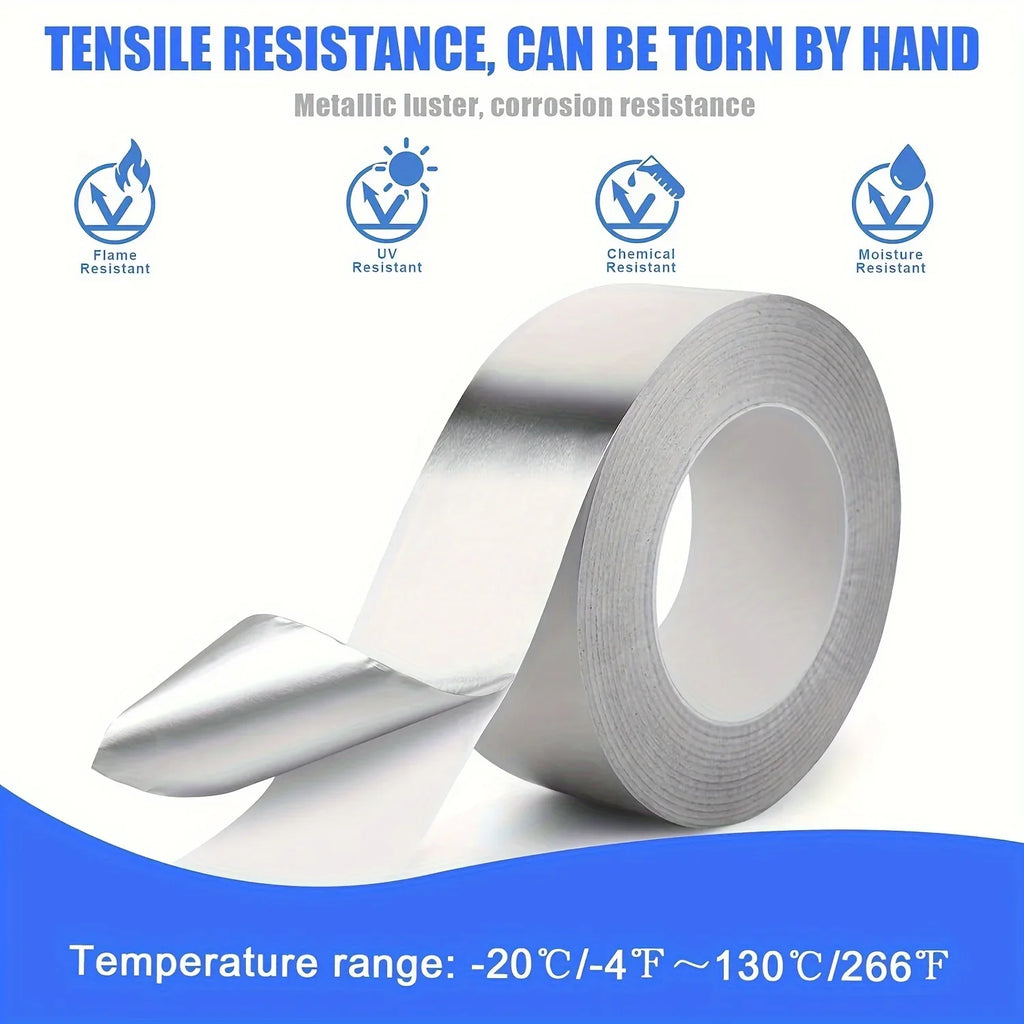 High Temperature Resistant Aluminum Foil Tape 0.1mm Thick Smoke Exhaust Pipe Sealing Kitchen Insulation Aluminum Foil Tape Qme