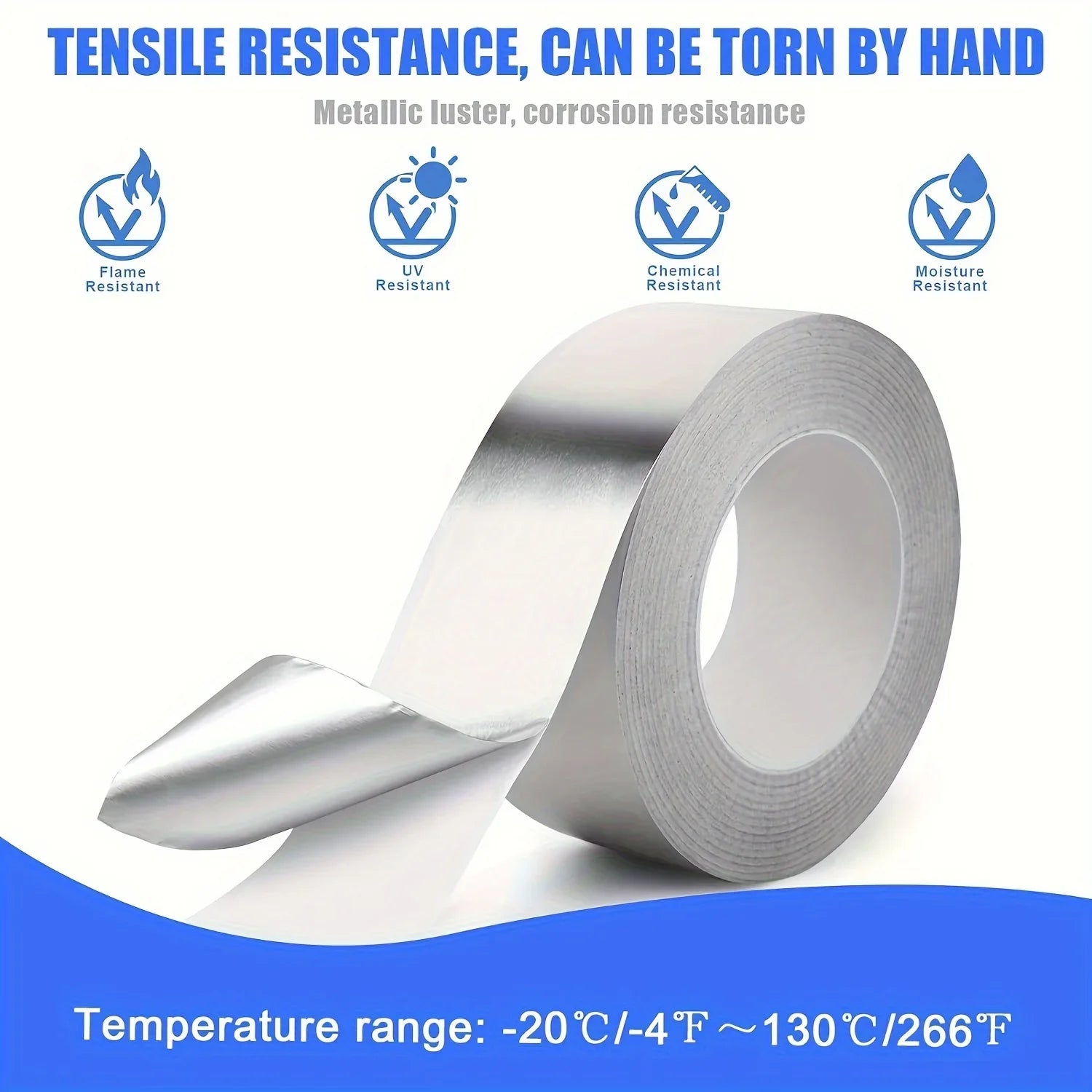High Temperature Resistant Aluminum Foil Tape 0.1mm Thick Smoke Exhaust Pipe Sealing Kitchen Insulation Aluminum Foil Tape Qme