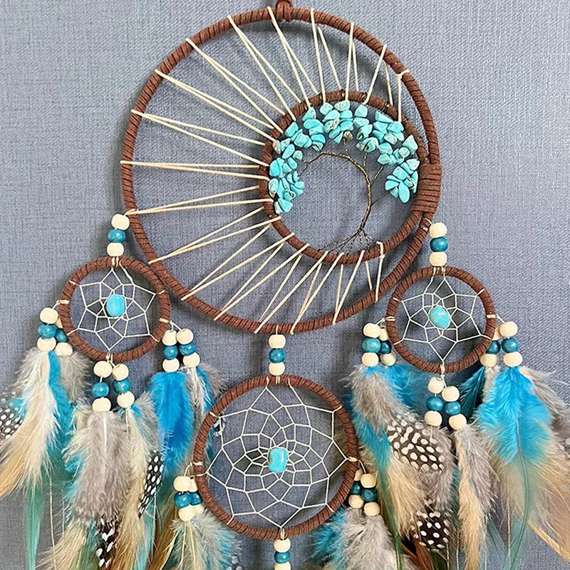 Dream Vintage Wind Chime Hanging Ornament Home Decor Indian Natural Stone Tree Of Life Dream Wall Decor Qme