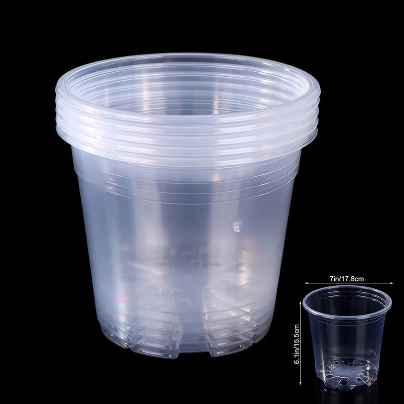 5Pcs Transparent Plastic Flowerpot Drainage Hole Pot Gardening Root Growth Visibility For All Plants Water Damage Protection Qme F