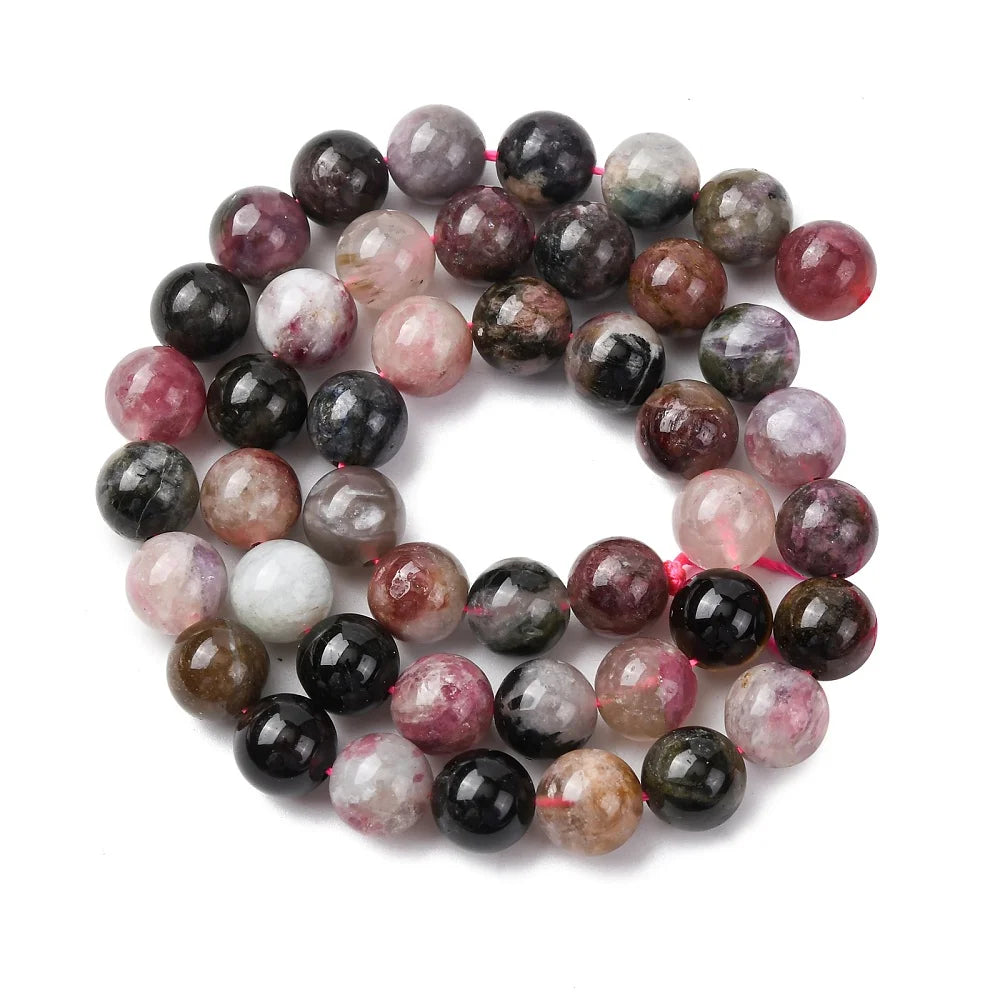 Natural Multicolor Tourmaline Round Bead Strands, 3mm 4mm 5mm 6mm 8mm for DIY Necklace Bracelet Earring Jewelry Making Qme