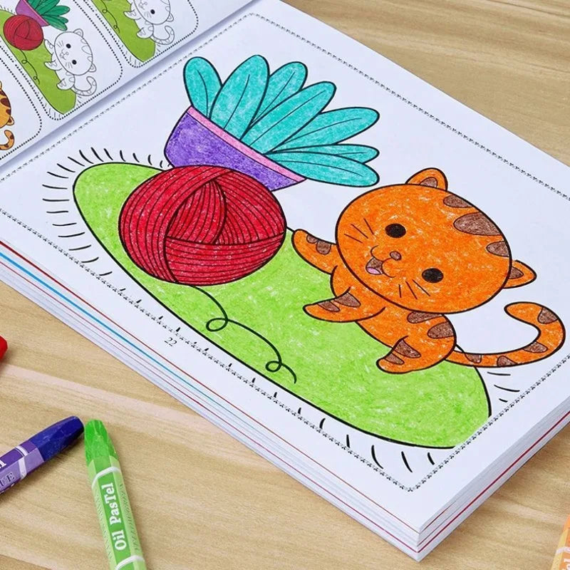 46-Page Kids Drawing & Painting Coloring Book - Educational Art Supplies for Creative Learning, Gift for Boys & Girls, Chinese V Qme