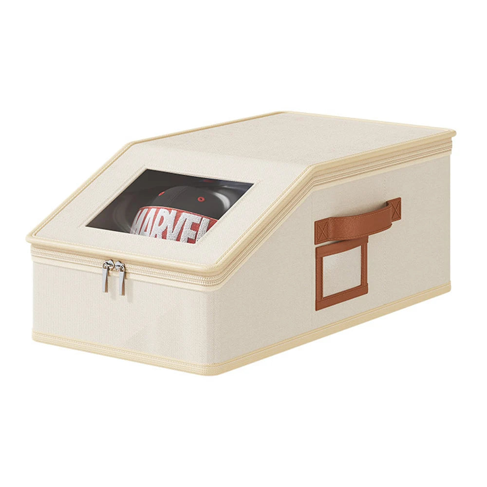 Outdoor Multifunctional Hat Storage Box With Large Capacity Baseball Cap Storage And Dust-Proof Storage Box With Lid Qme beige