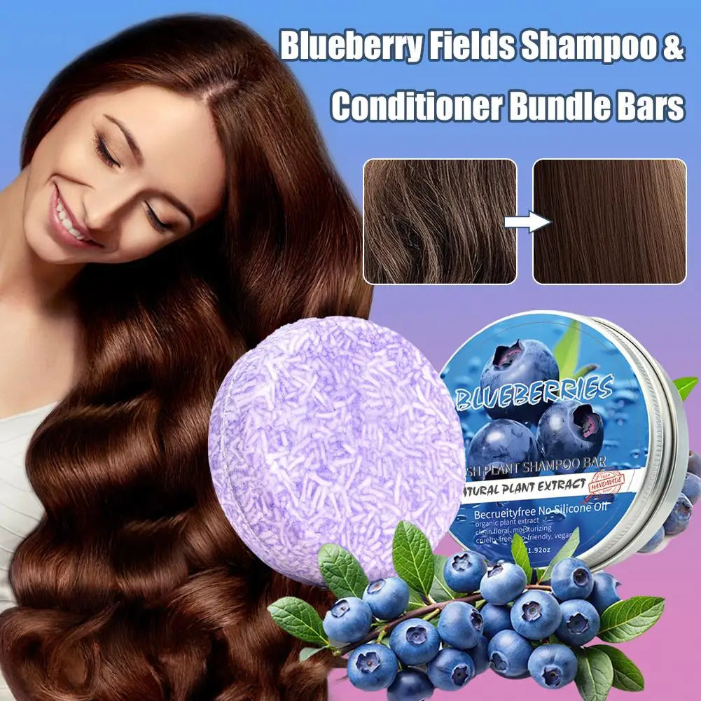 Blueberry Shampoo Soap Handmade Solid Hair Thinning Deep Cleansing Qme