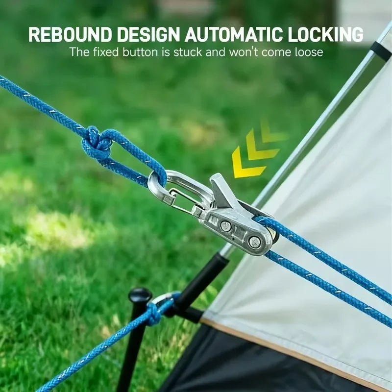 Tensioners With Rollers+Nylon Rope Set,Equipped With Locking Clasps Secure Bundling, Suitable Camping, And Outdoor Activities Qme