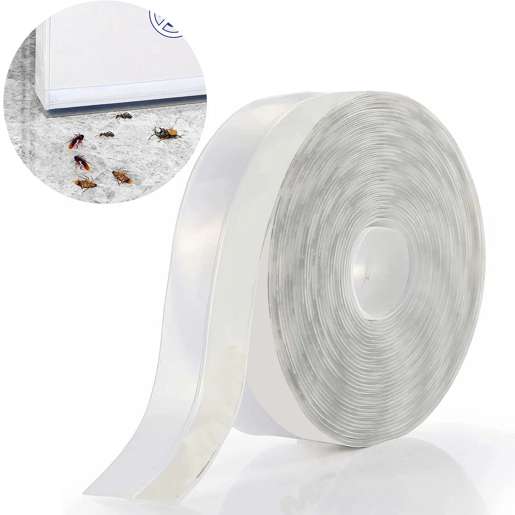 5M Door Bottom Seal Strip Weather Window Rubber Seal Weatherstrip Windproof Self Adhesive Door Windshield Sealing Tape Qme Transparent 5m 45mm