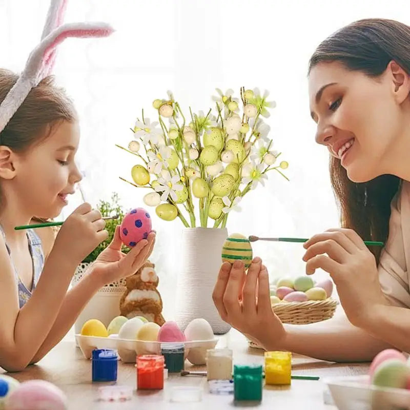 Artificial Easter Egg Flowers 6X Floral Bouquet Pick Branches Spring Qme