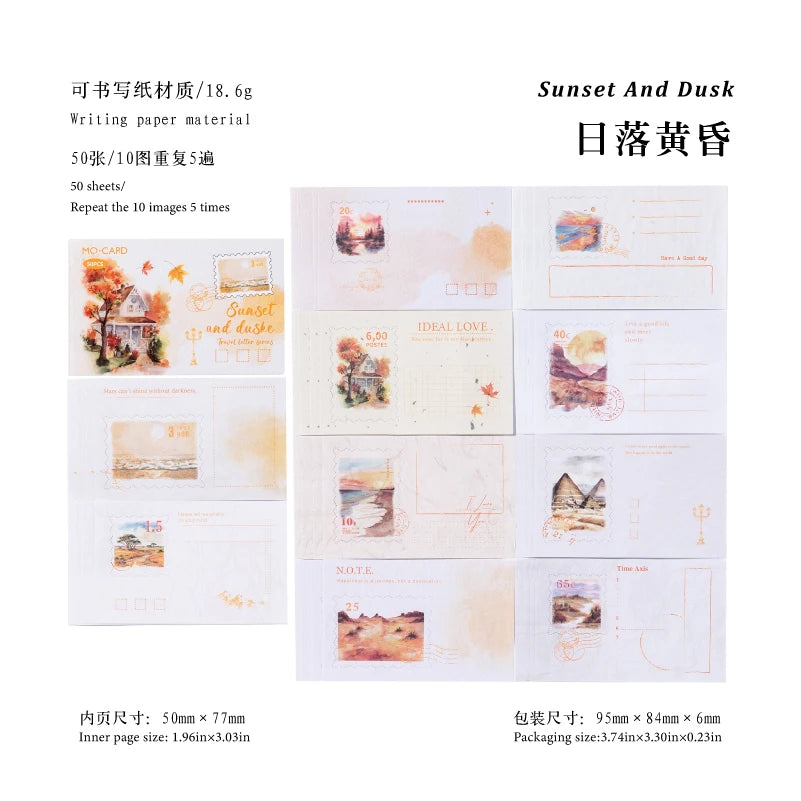 50 pcs Landscape Scrapbook Paper Junk Journal Supplies DIY Scrapbooking Craft Background Paper Decorate Aesthetic Stationery Qme E5