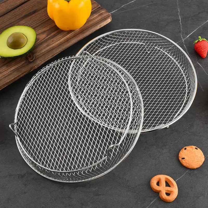 .1Pc Air Fryer Grille Suitable For Air Fryers Oven Grill Stainless Steel Stackable Grill Kitchen Utensils Cook Multiple Foods. Qme