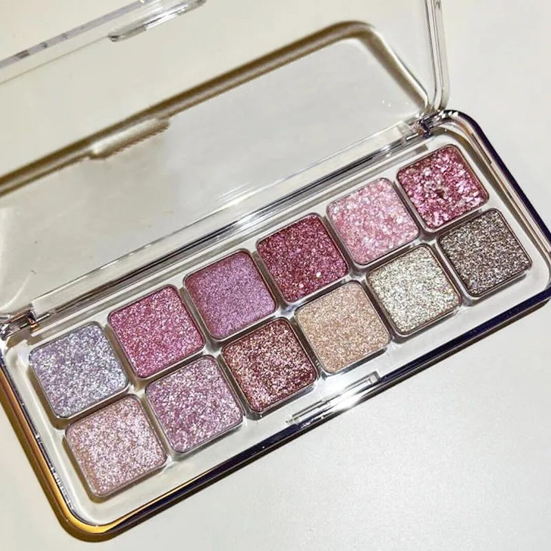 Diamond Sequins Eyeshadow Palette Peach Kumquat Eye Shadow Glitter Pearl Shimmer Shining Kids Makeup Eyeshadow Palette Cosmetics Qme