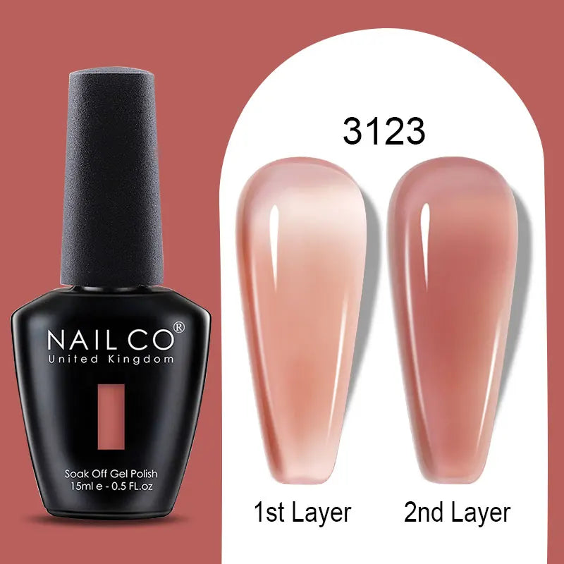 NAILCO Rubber Base Gel Polish Milky Pink Jelly White Beige 6Colors Qme
