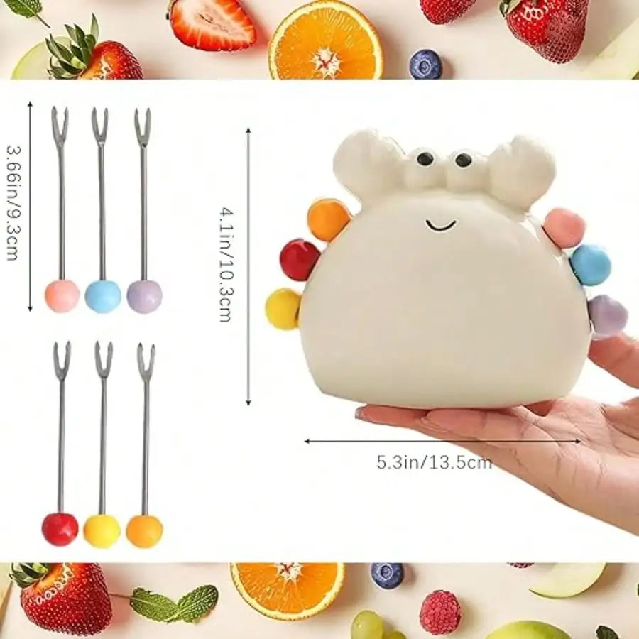 Crab Fruit Fork Dessert Salad Food Grade Stainless Steel Skewer Cute Qme