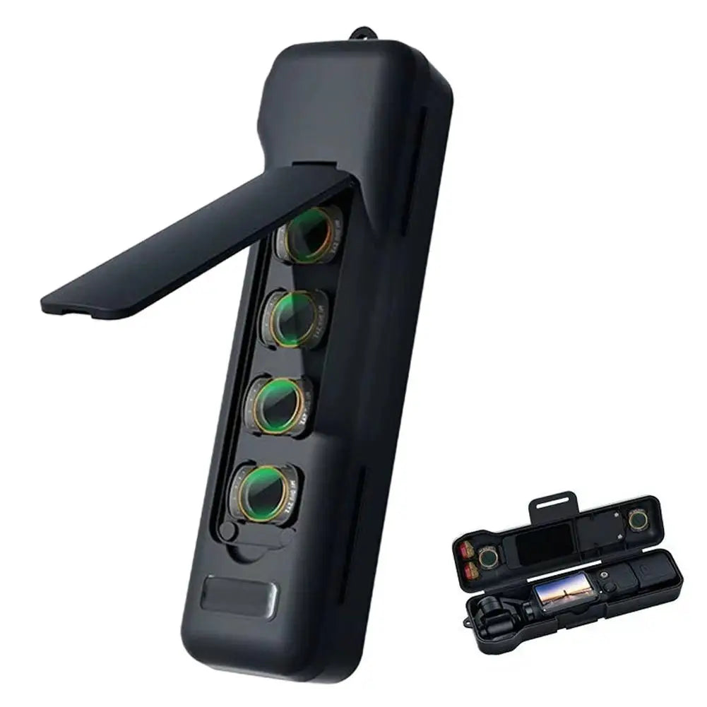 Full Coverage Flip Case for DJI Osmo Pocket 4 3 Shockproof Protective Shell with Built-in Filter Storage Box Pocket 4 Accessory Qme A