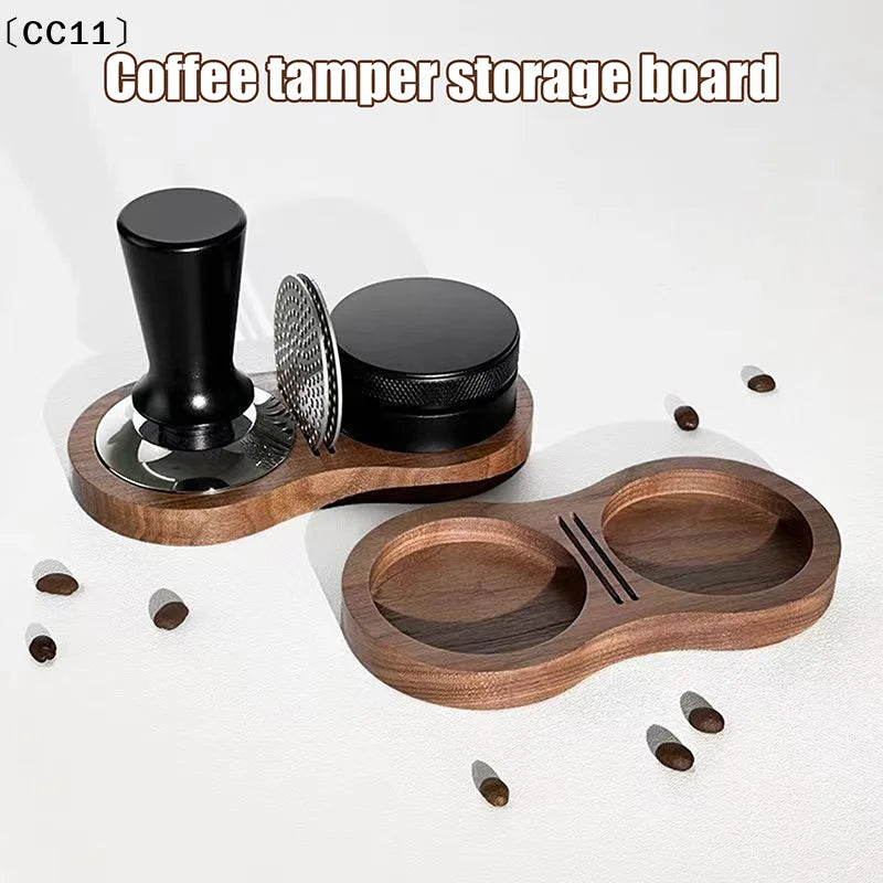 Walnut Wood Coffee Tamper Station Professional Non-slip Bottom Qme