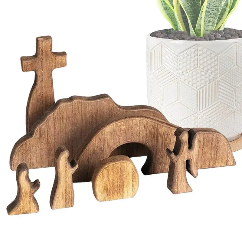 Empty Tomb Easter Scene Decoration Wood Table Jesus Nativity Statue Qme China Mainland
