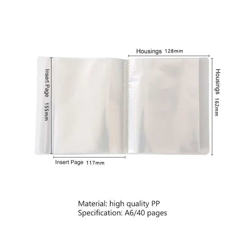 40 Pages/Book A6 Pocket Transparent Photo Postcard Organizer DIY Decorative Book Large Capacity Organizer Album Book Qme