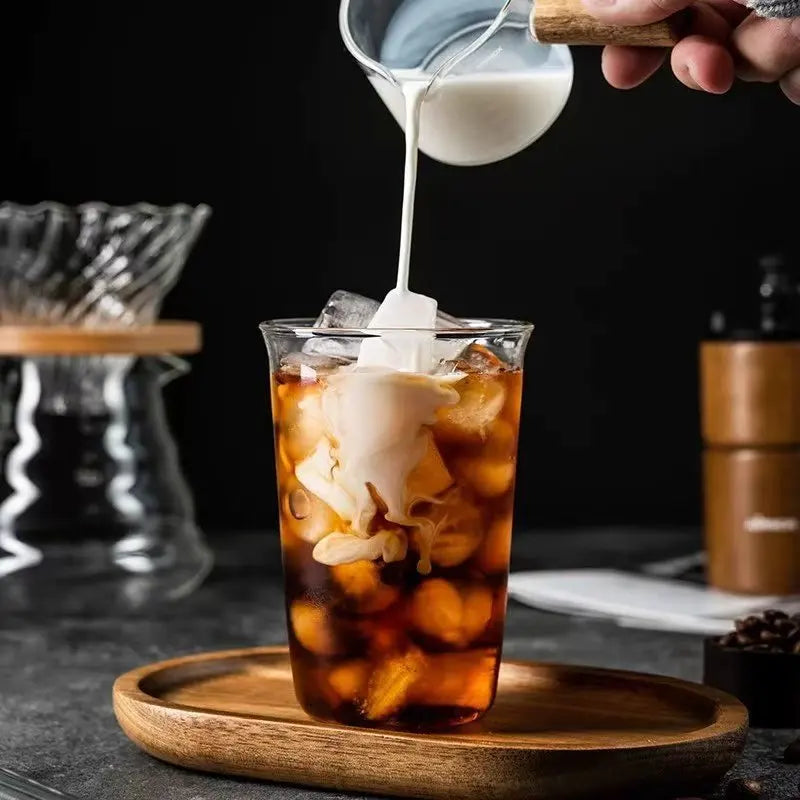 Minimalist Iced Americano Latte Wide-mouth Coffee Cup Drink Glass Qme