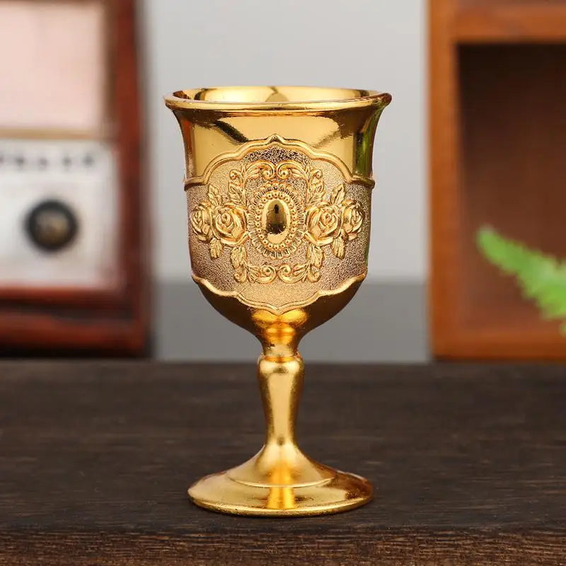 European White Wine Cup Vintage Glass Classic Metal Drinkware Goblet Qme Noble Gold