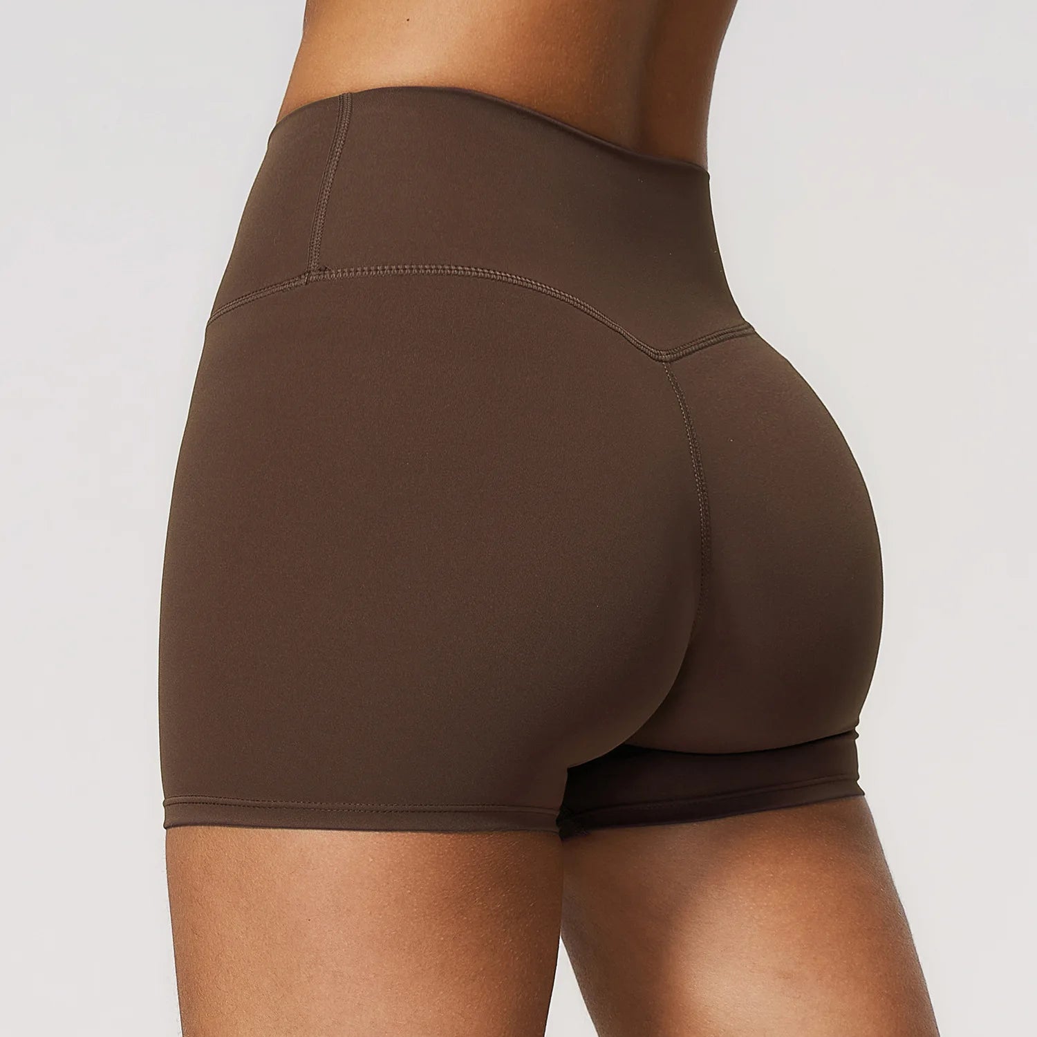 A Women's Summer Shorts Low Waist Seamless Shorts Gym Shorts Yoga Shorts Running Shorts and High Stretch Cycling Training Shorts Qme Chocolate Brown M