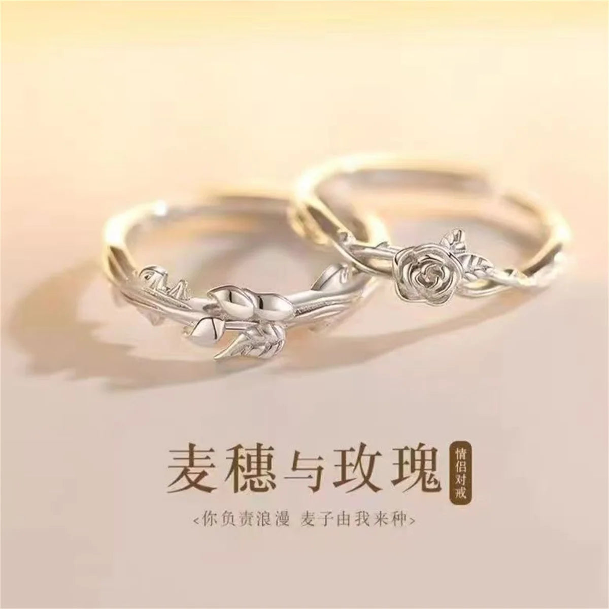 Vintage Hip Hop Couple Unique Black Rose Ring Retro Silver Finger Ring Simple Sweet Wedding Gifts For Women Flower Ring Qme 2 Pcs resizable