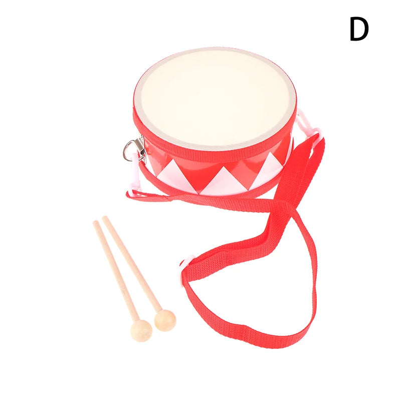 Kids Percussion Drum Wood Toy Carry Strap Music Instrument Teaching Qme D
