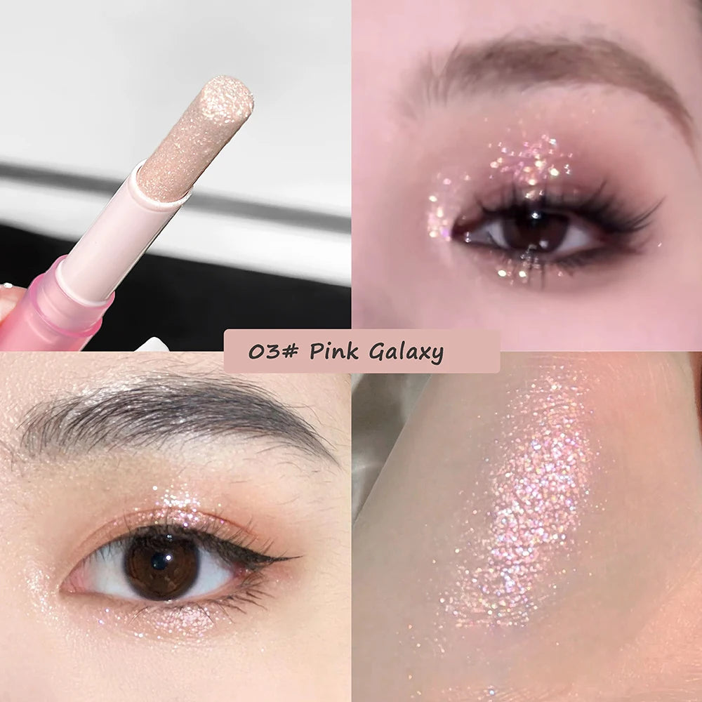 Blue Diamond Jelly Eyeshadow Stick Aurora Glitter Pink Purple Moonlight Highlighter Stick Brighten & Contour Makeup Illuminator Qme 03 2.2g