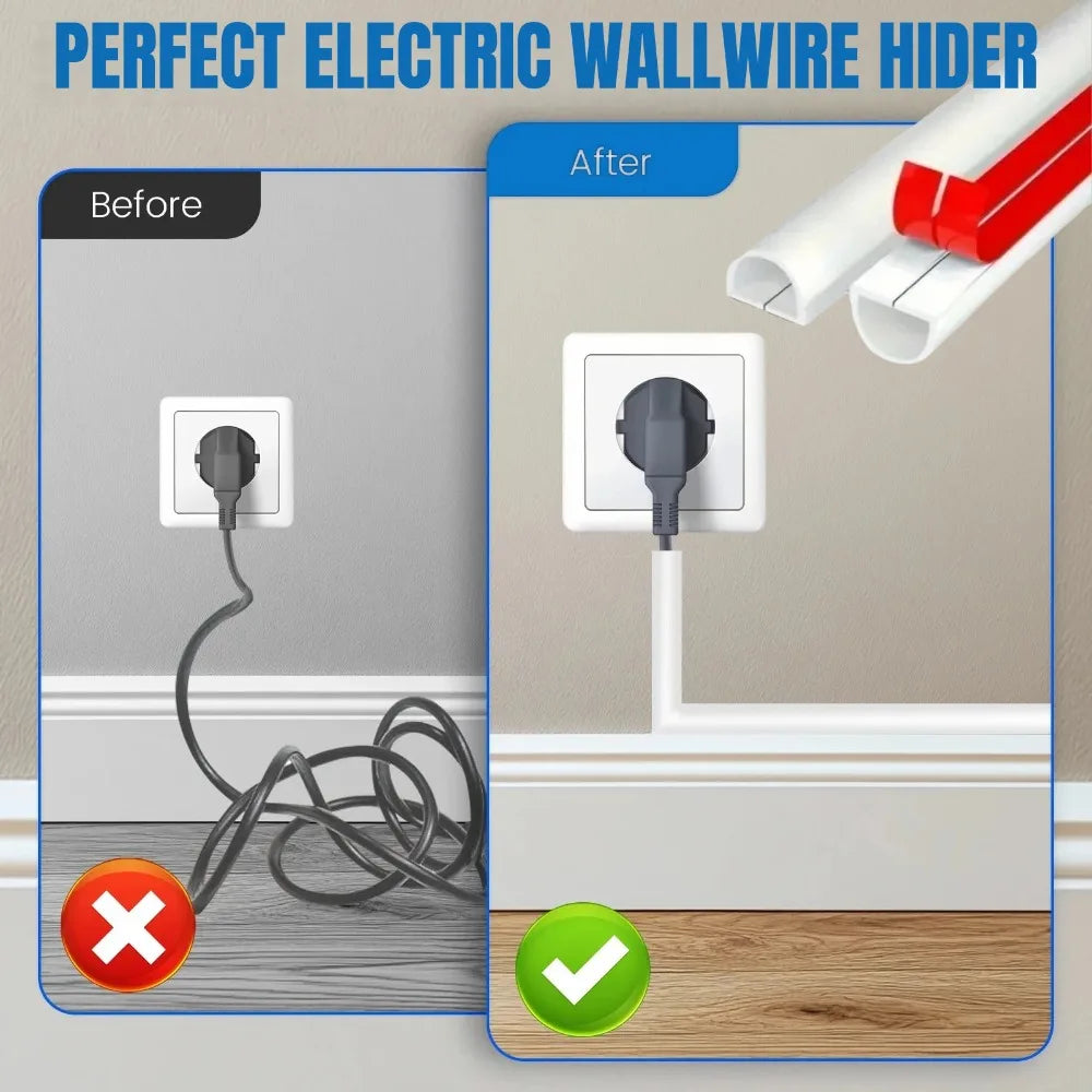1/2/3m Floor Cable Cover Self-Adhesive Cable Anti Extrusion Extension Wiring Duct Protector Wire Organizer for Floor Desk & Wall Qme