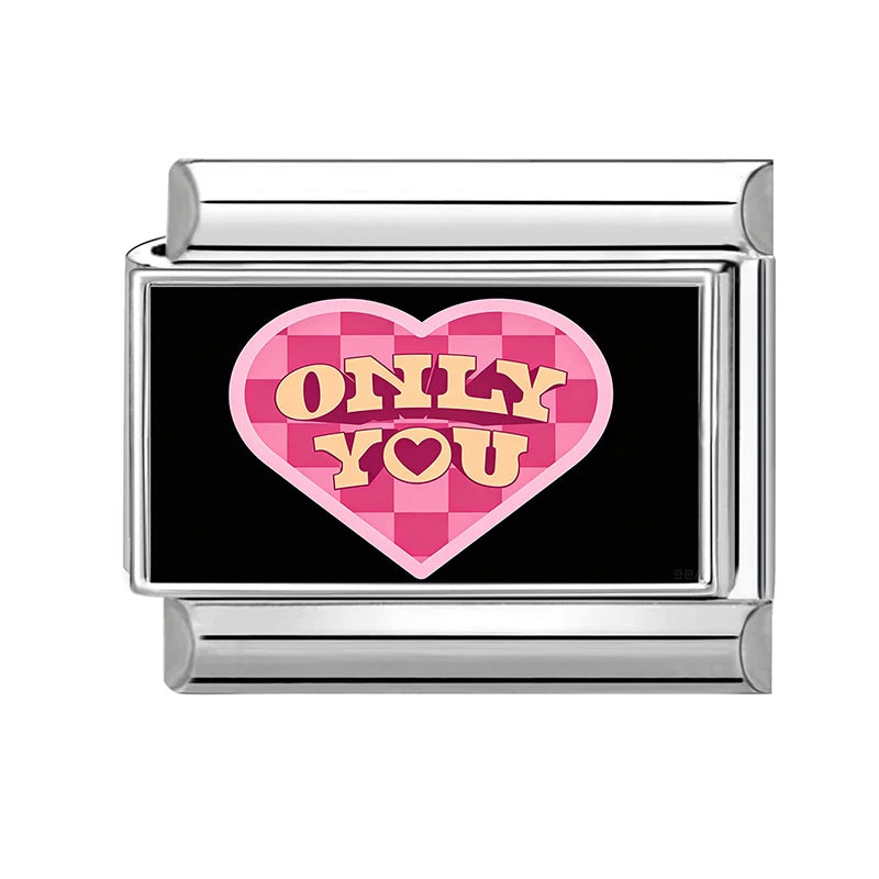 2026 Women Romantic Heart Shiny CZ Pattern Italian Charm Links Fit