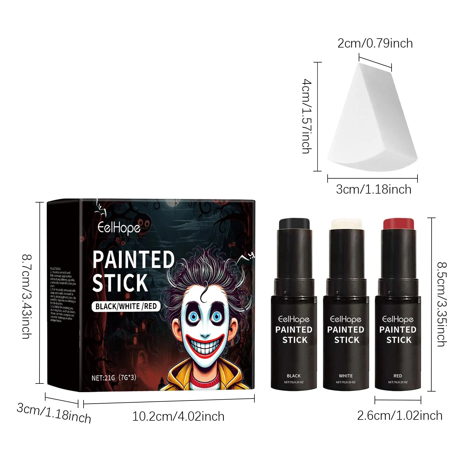 Body Paint Set Black White Red Face Painting Crayons Cosplay Clown Zombie Vampire Makeup Full Coverage Easy Remove Party Kit Qme