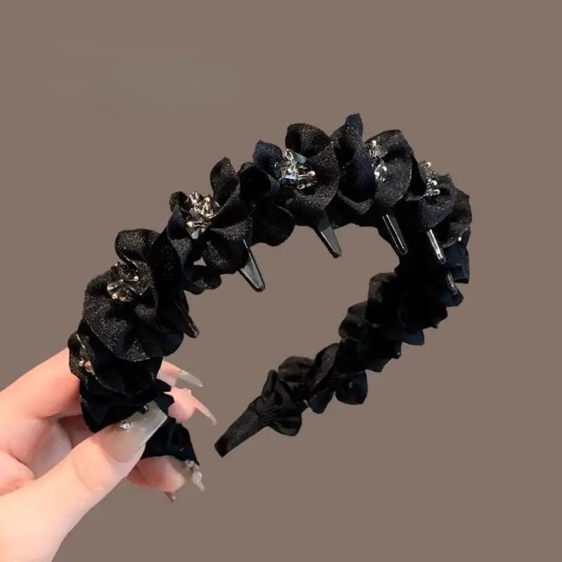 Elegant Temperament Rhinestone Design Hairband Women Daily Wear Qme