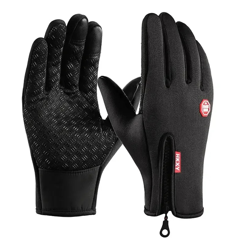 Winter Men's Women's Warm Gloves Waterproof Skin Friendly Touch Qme black L