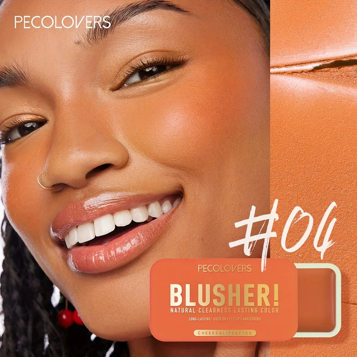 PECOLOVERS Waterproof Blush Cream Long-lasting Pigmentation All Skin Qme 04
