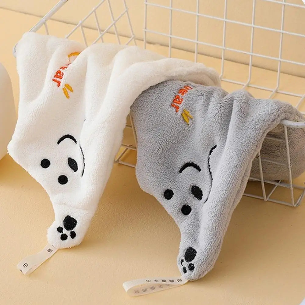 Polar Bear Coral Velvet Hand Towel Kitchen Bathroom Ultra Soft Qme