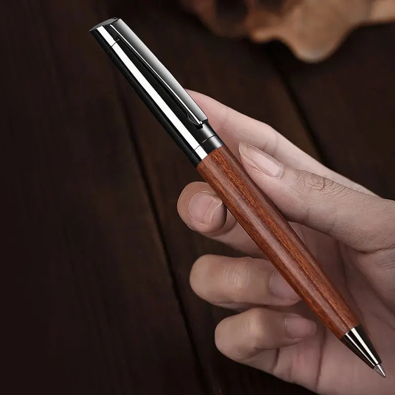 High Quality Metal Wood Ballpoint Pen Premium Smooth Writing High-End Design Black Ink Business Office Pen Qme
