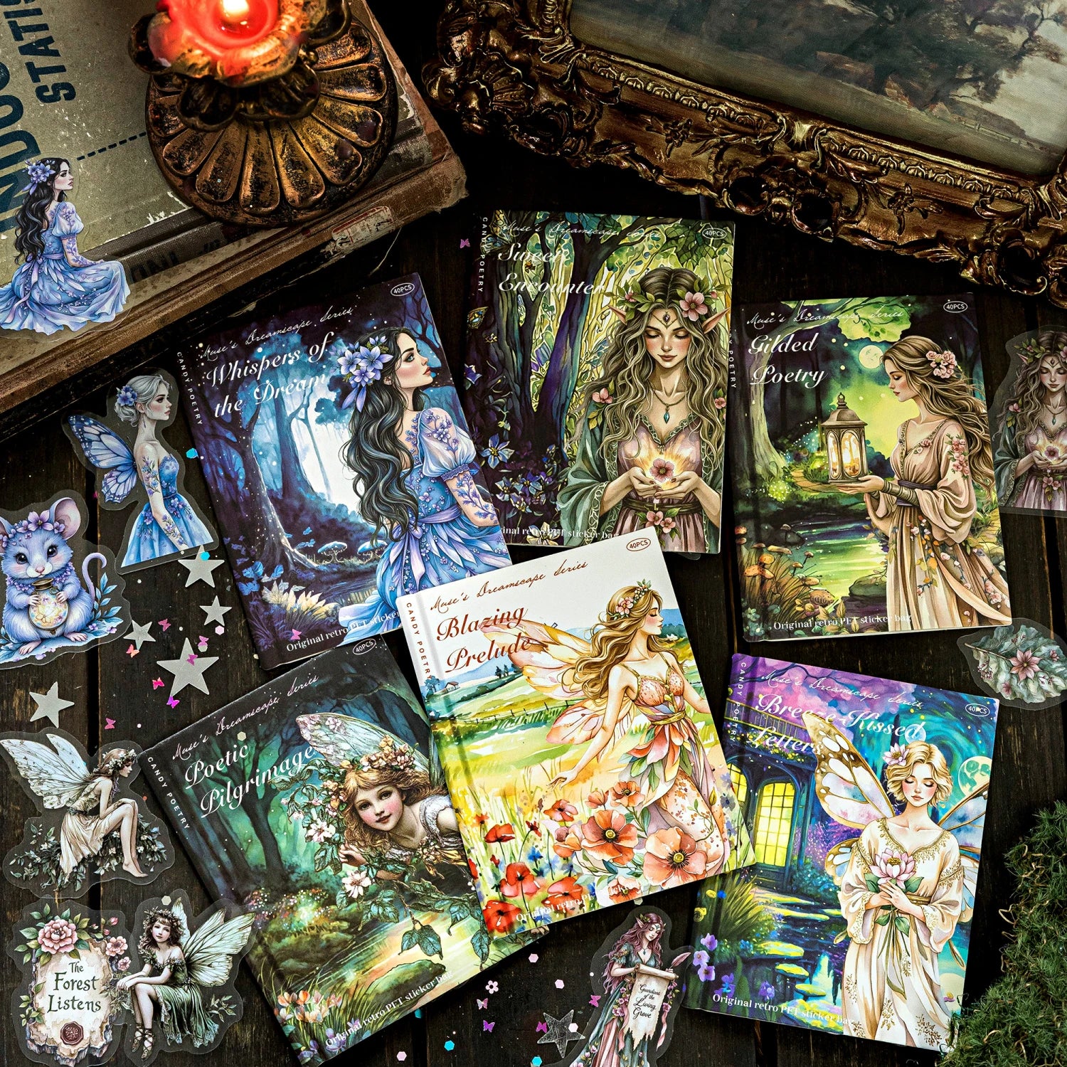 40 Sheets Gothic Magic Character Sticker Pack Dark Theme Vintage PET Stickers for Scrapbooking DIY Craft Decoration Qme