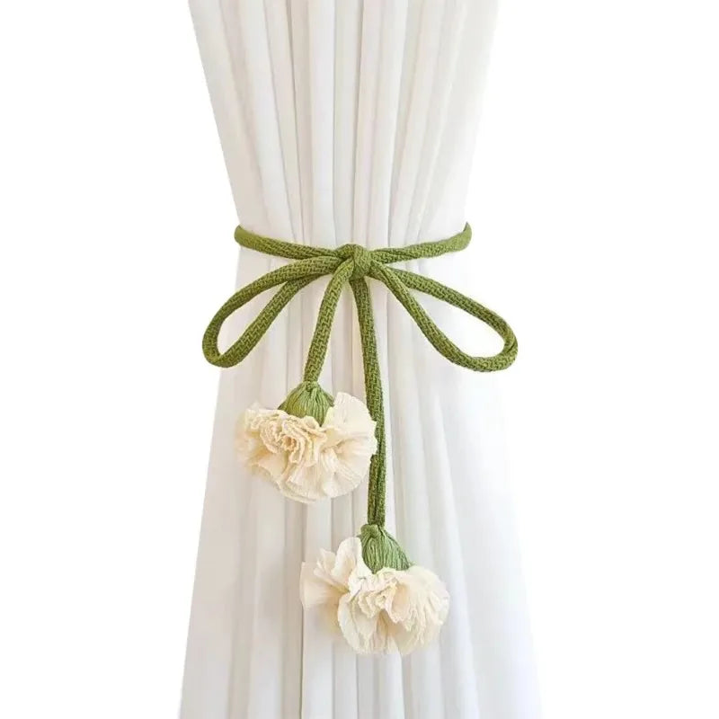 Fashion Flower Shape Curtain Tieback Elastic Band Window Buckles Qme Beige