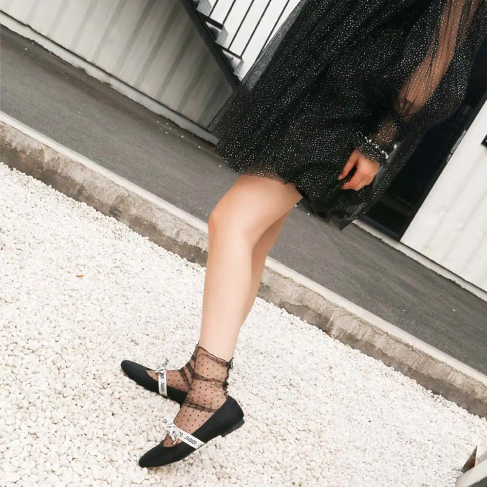 Thin Chiffon Female Fashion Nylon Glass Stockings Dress Socks Tulle Socks Qme