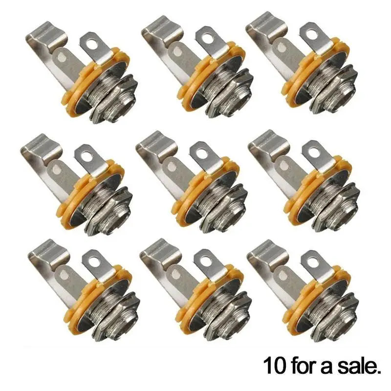 10Pcs 6.35mm / 6.5mm 1/4"" Stereo Plug Jack Audio Female Connector Solder Welding Type Panel Socket Mono TS Panel Chassis Mount Qme