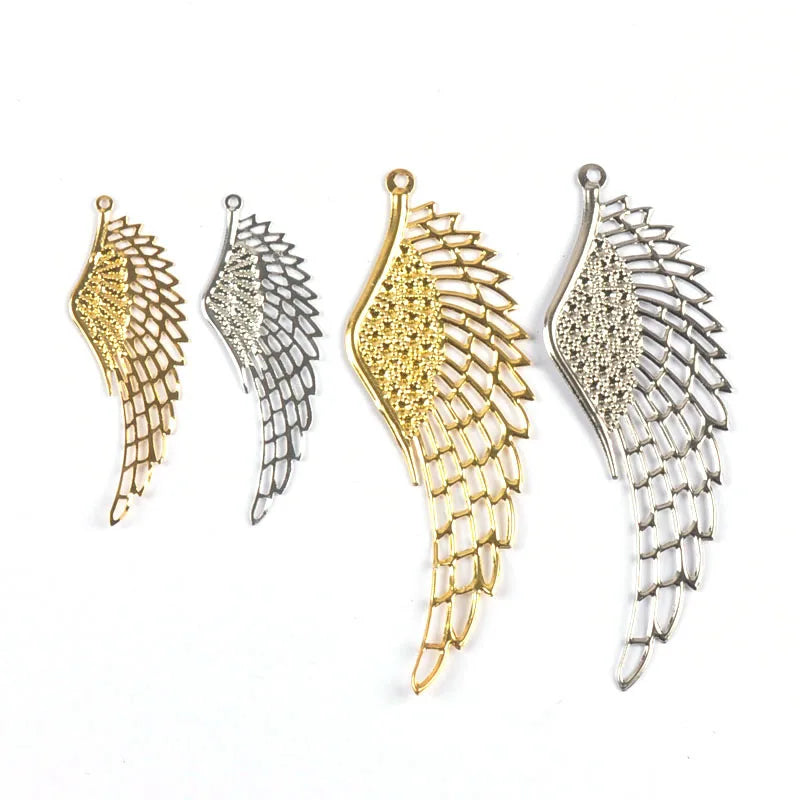 10Pcs Angel Wings Filigree Wraps Connectors For Making DIY Jewelry Accessories Findings Metal Crafts Scrapbook Home Decor yk0907 Qme