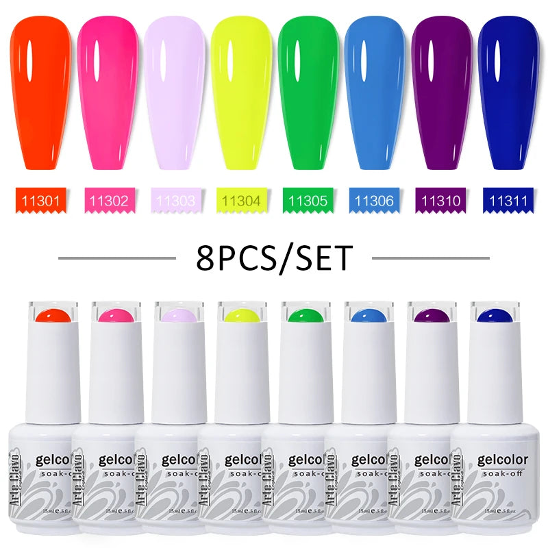 Arte Clavo 4 6 8 Gel Nail Polish Art Soak Off UV Colorful Semi Qme