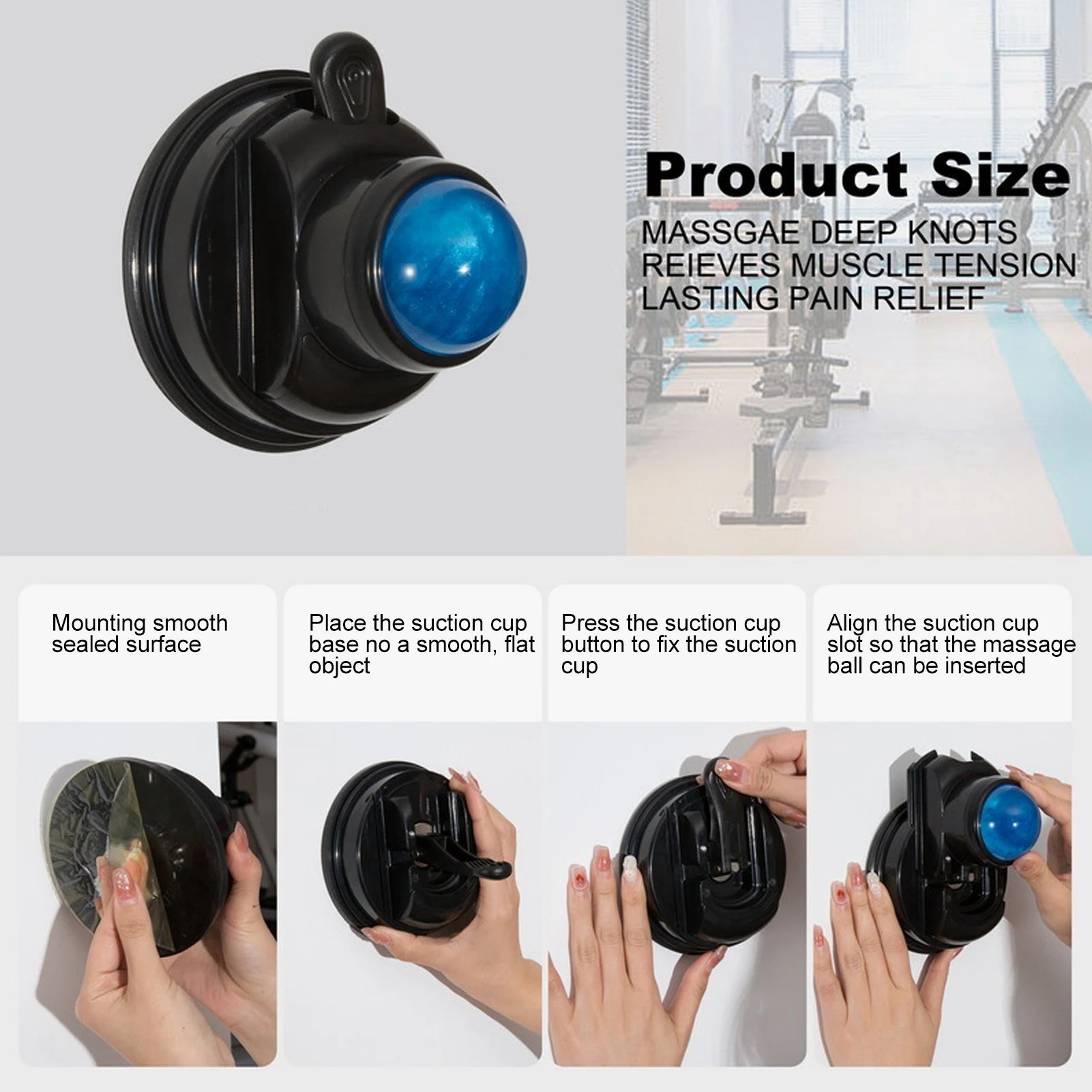 Wall Massage Roller Manual Suction Cup Massage Ball 360 Degrees Rotation Mountable Muscle Massage Ball Qme