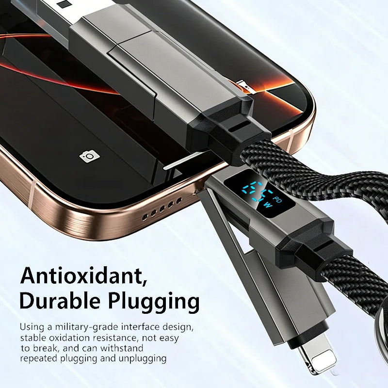 Fast Charging 4-in-1 Keychain Data Cable Smart Digital Display Qme